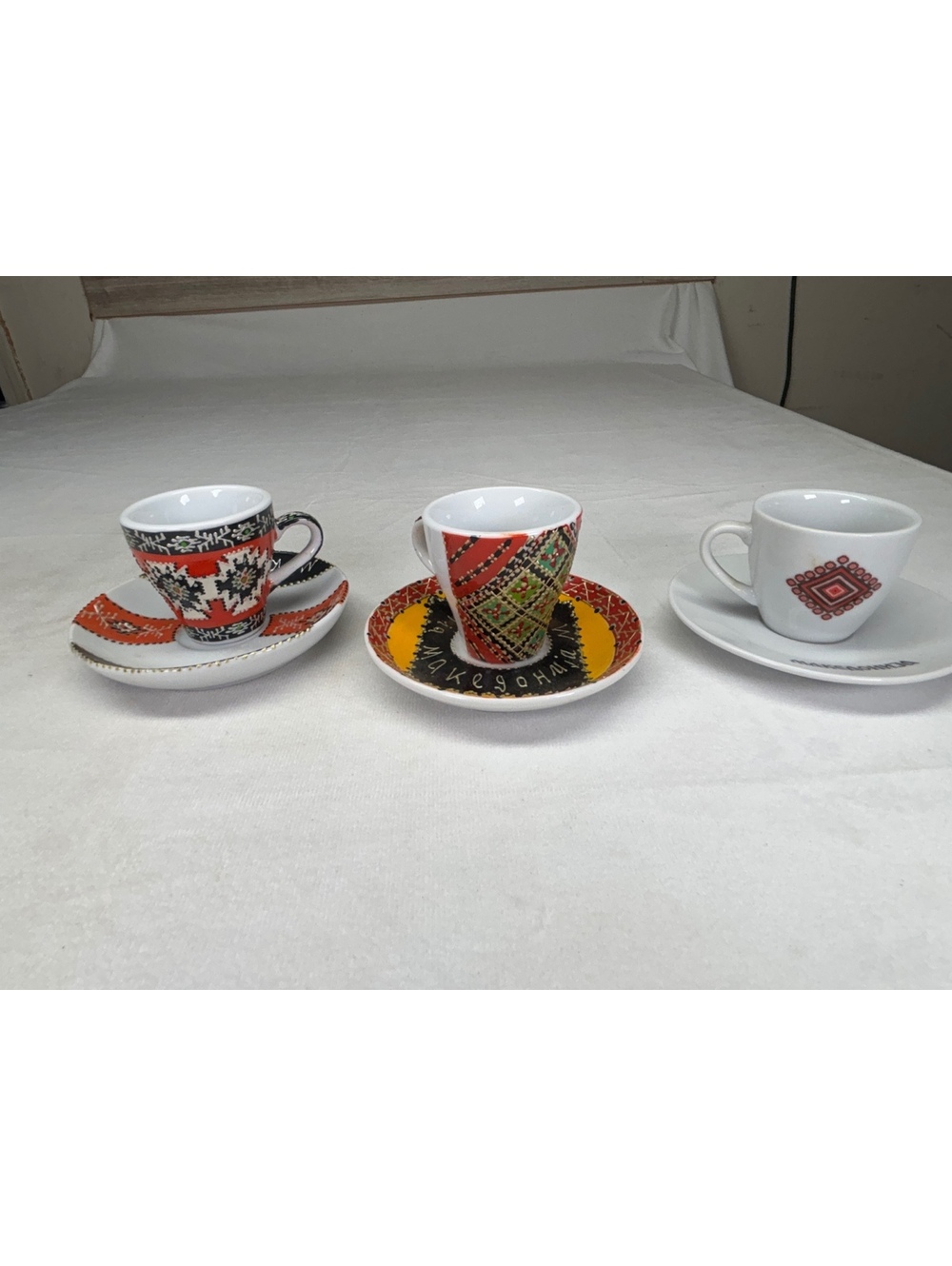 Macedonian Corner Espresso Cup and Saucer Collection Hand Painted Tea Cups